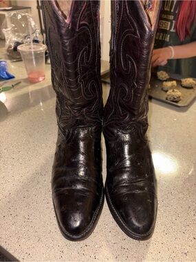 Men's Dark Burgundy ostrich Leather Western Boots
